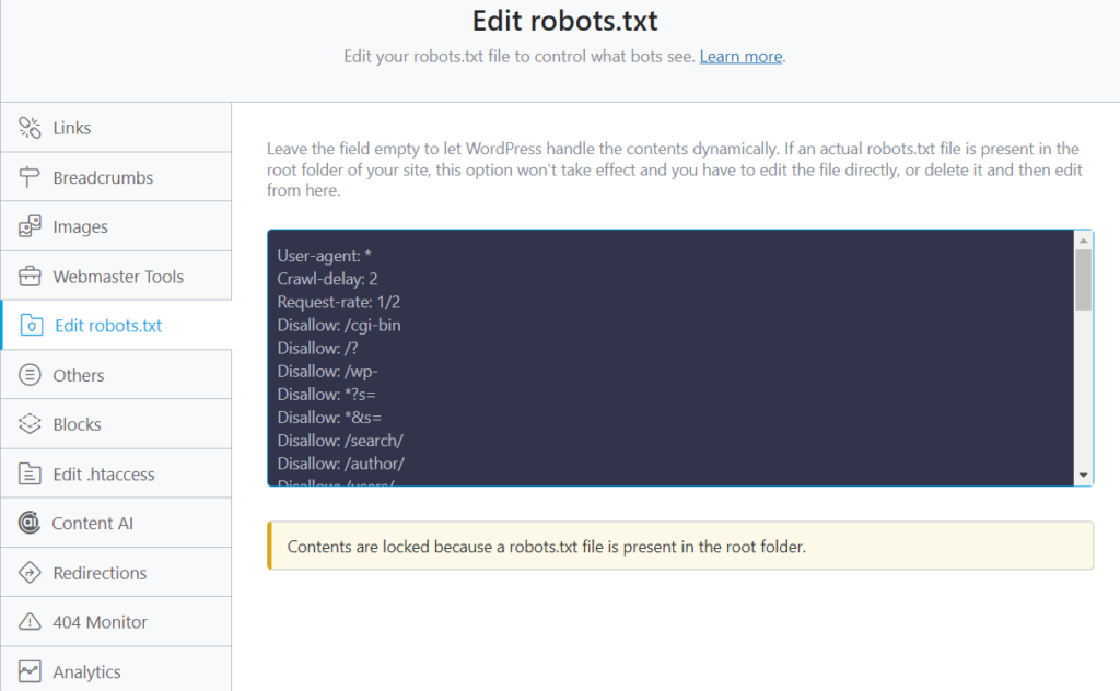 Edit robots txt